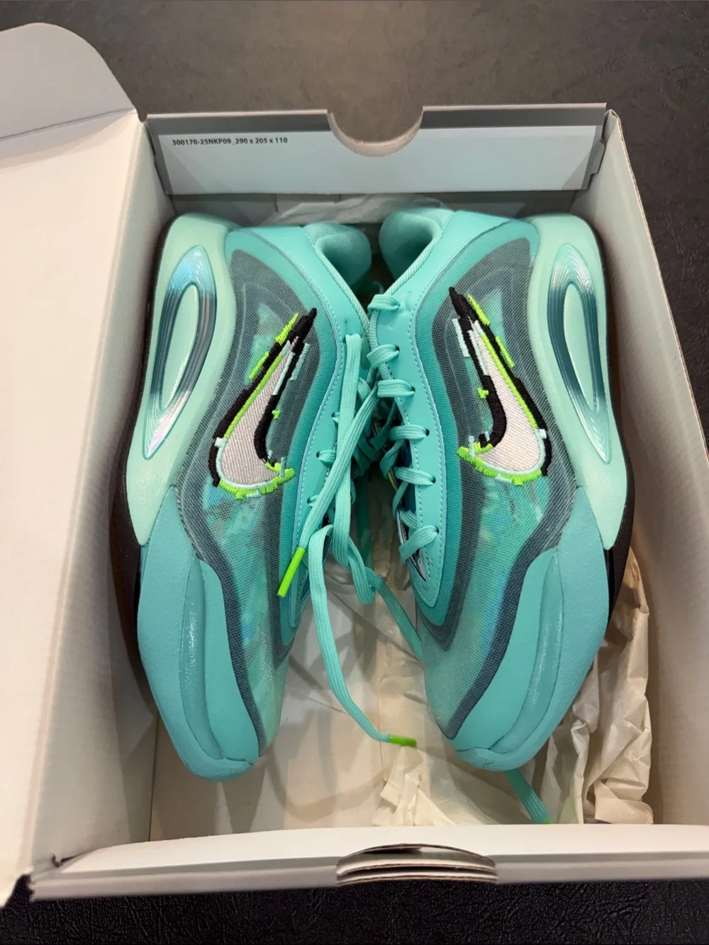 Nike Kids Turquoise/Teal Sneakers with Lime Accents